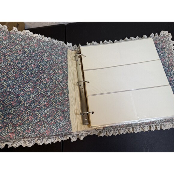 Vtg Padded Fabric Binder Photo Album Scrapbook Floral Lace Cottagecore 13x13 - Picture 7 of 10